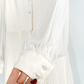 Vintage 1969 Miss Elliette Ivory Pleated Wide Leg Jumpsuit (S)
