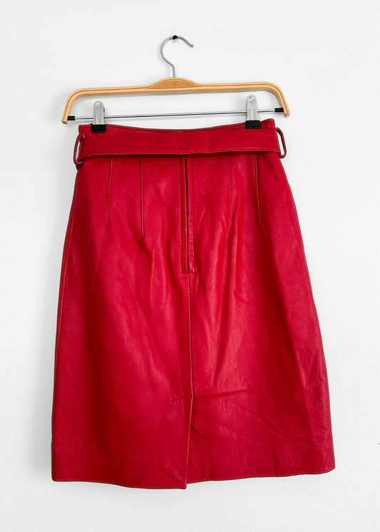 Vintage Wilson's Red Leather Belted Skirt