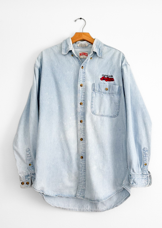Vintage 90s Cleveland Indians Employee Denim Button Down (M/L)