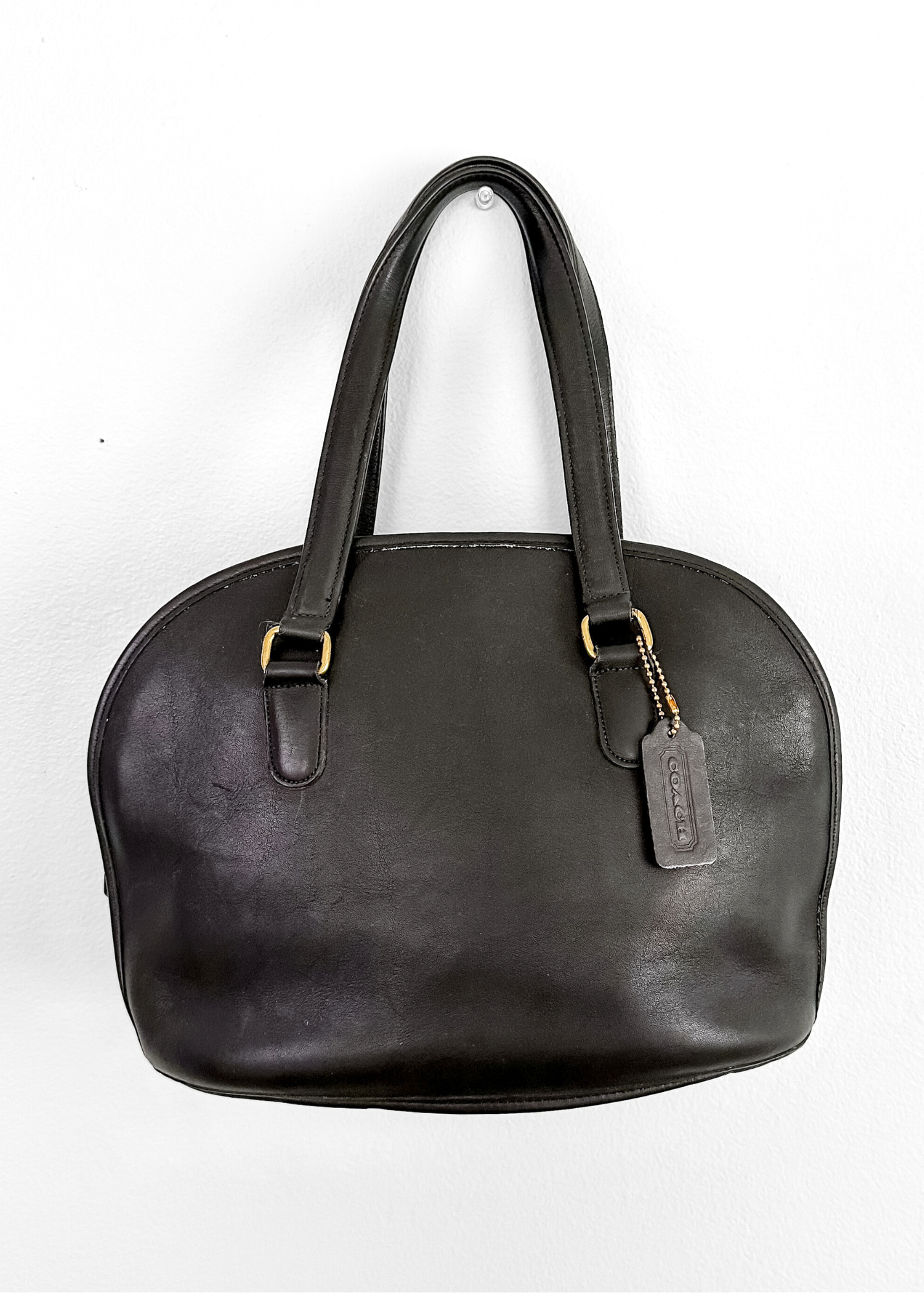 Vintage 90s Coach Pelham Black Leather Dome Purse #9958