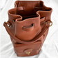 Vintage 90s Coach Top Handle Sling Backpack British Tan Leather Bucket Bag # 9992