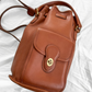 Vintage 90s Coach Top Handle Sling Backpack British Tan Leather Bucket Bag # 9992