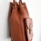 Vintage 90s Coach Top Handle Sling Backpack British Tan Leather Bucket Bag # 9992