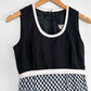 Vintage 70s Black & Dark Blue Gingham Maxi Dress (S)