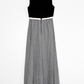 Vintage 70s Black & Dark Blue Gingham Maxi Dress (S)