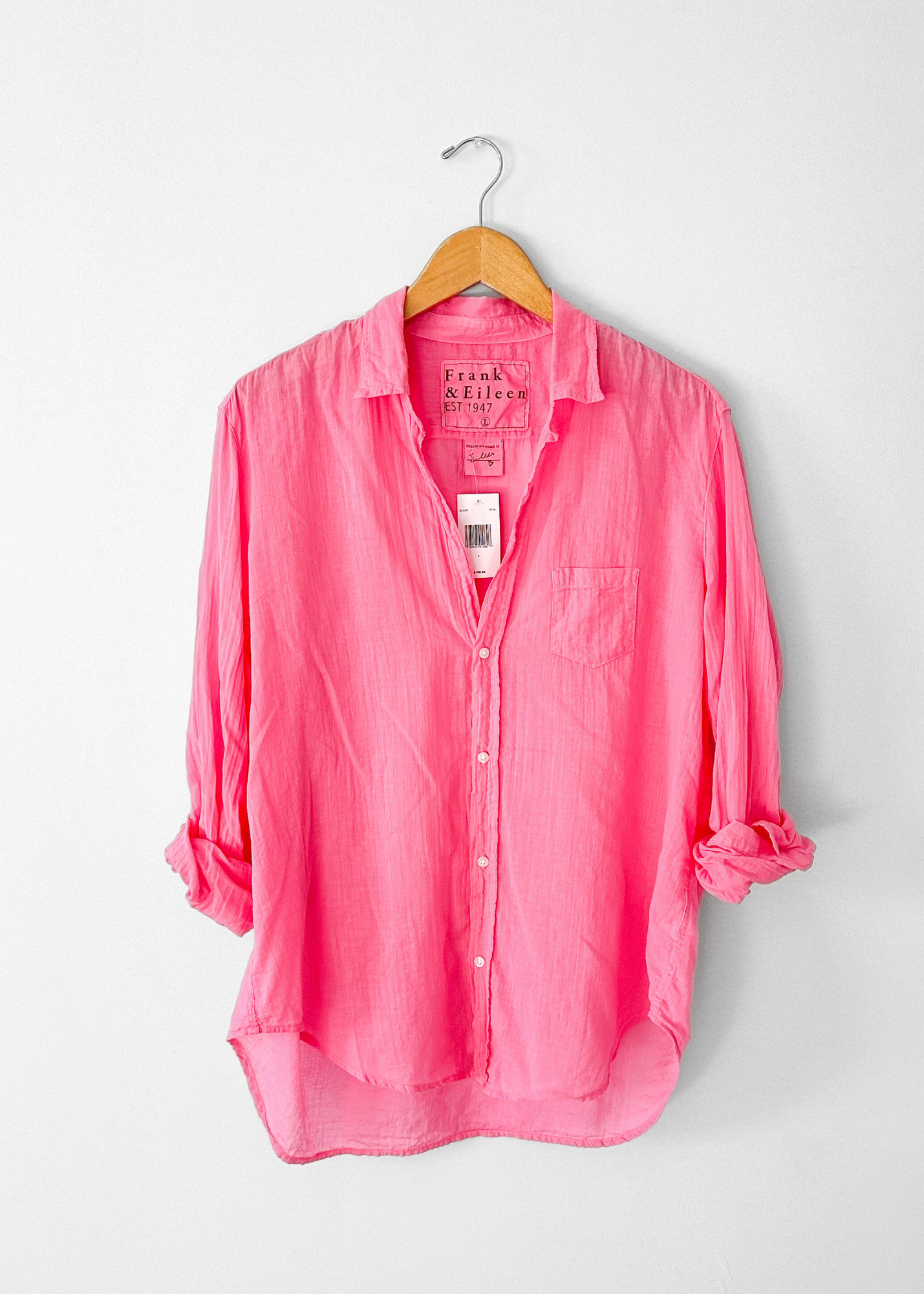 NEW Frank & Eileen Featherweight Pink Cotton Button Down Shirt (L)