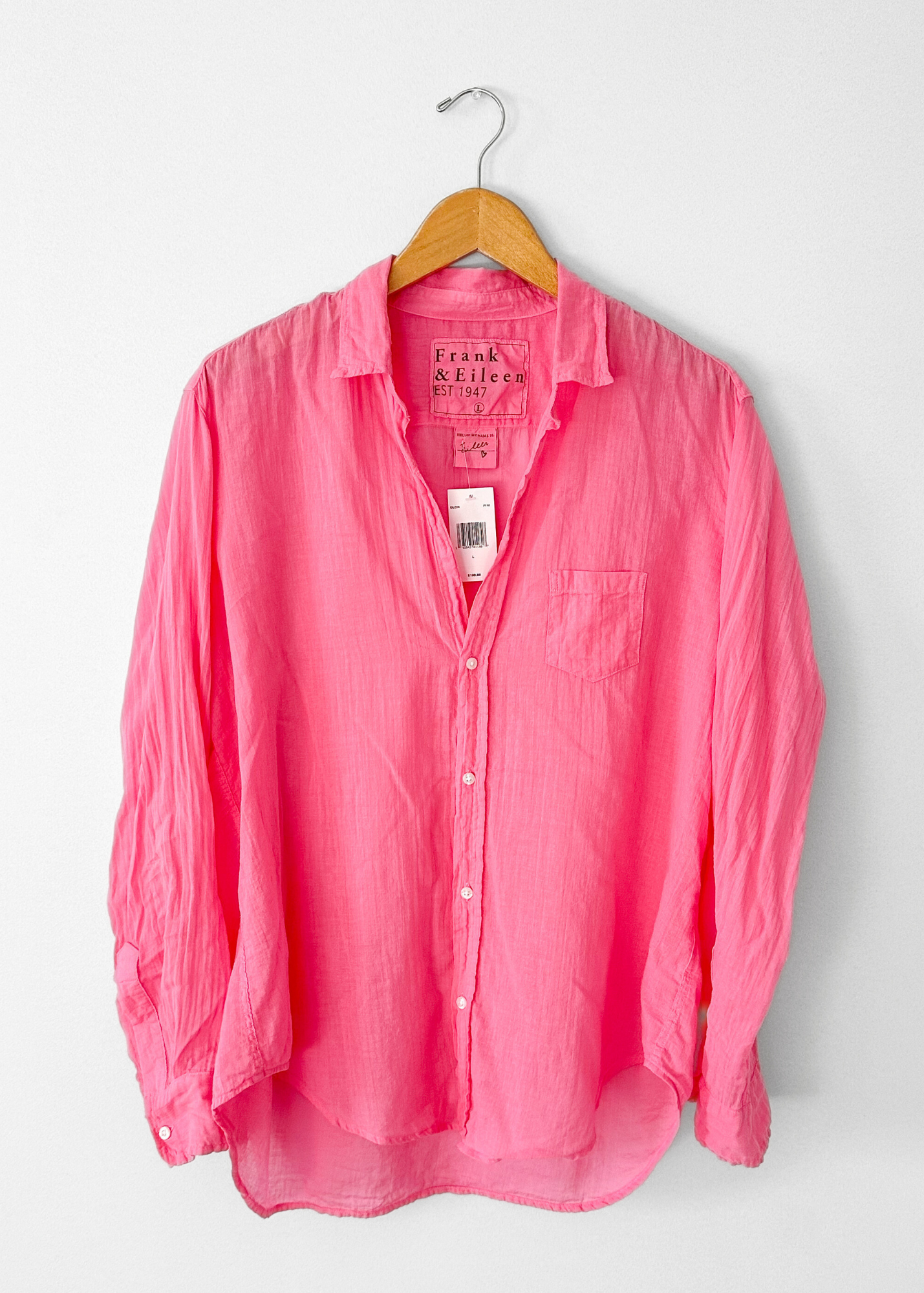 NEW Frank & Eileen Featherweight Pink Cotton Button Down Shirt (L)