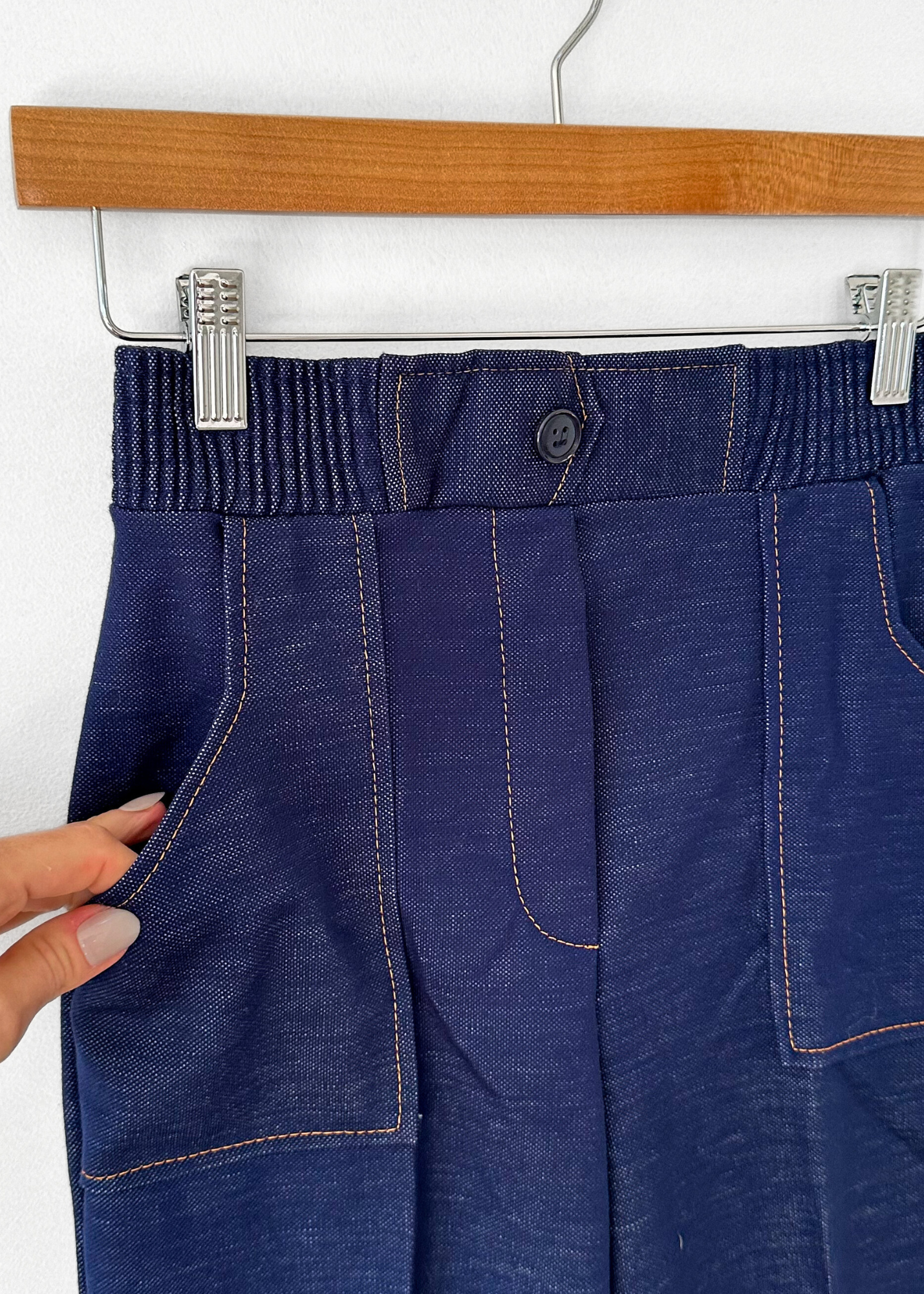 NEW Vintage 70s 80s Dark Denim Pull-On Flare Stretch Jeans (S)