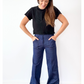 NEW Vintage 70s 80s Dark Denim Pull-On Flare Stretch Jeans (S)