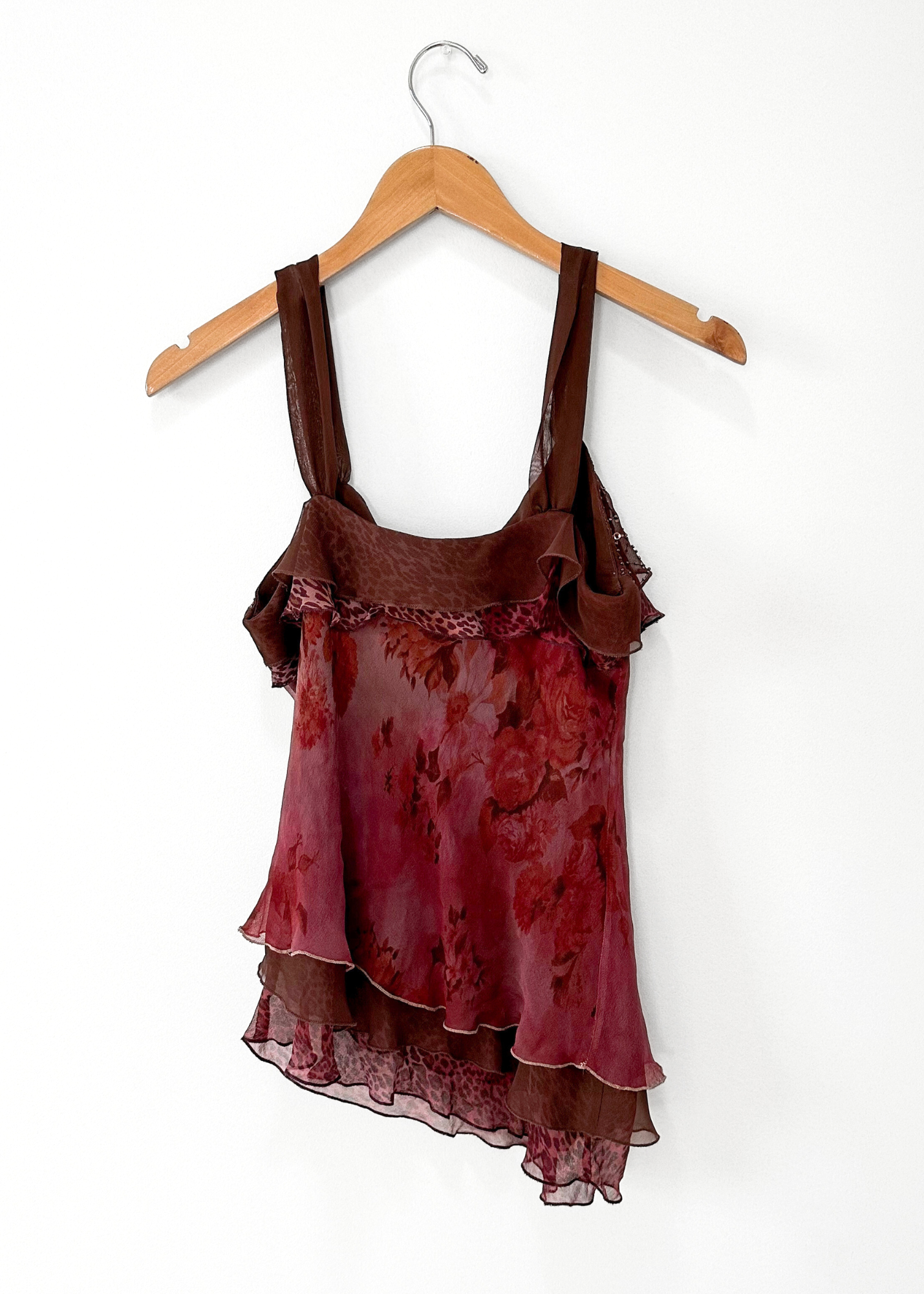 Vintage 00s New York City Design Co. Layered Silk & Sequin Top (M)