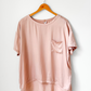 Lunya Washable Silk Tee in Delicate Pink Pajama Top (S)