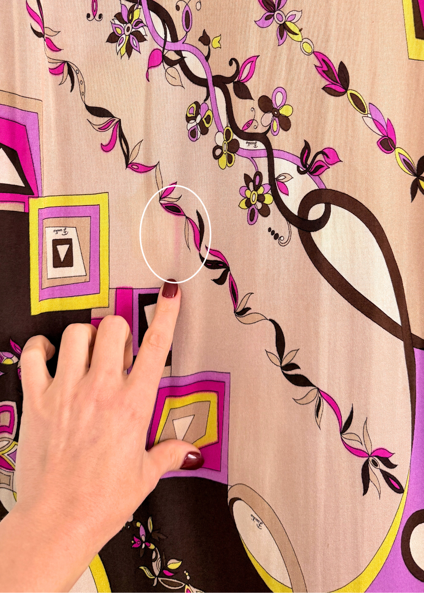 Vintage 60s Emilio Pucci Silk Purple Brown Pink Abstract Maxi Dress