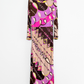 Vintage 60s Emilio Pucci Silk Purple Brown Pink Abstract Maxi Dress