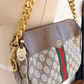 Vintage 80s Gucci Sherry Line GG Brown Shoulder Bag Purse + Gold Shoulder Chain