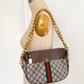 Vintage 80s Gucci Sherry Line GG Brown Shoulder Bag Purse + Gold Shoulder Chain