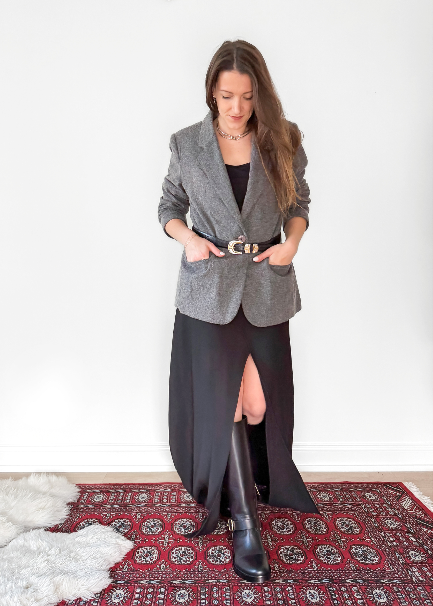 Zac Posen Black Draped Front Slit Maxi Skirt (4 or S)