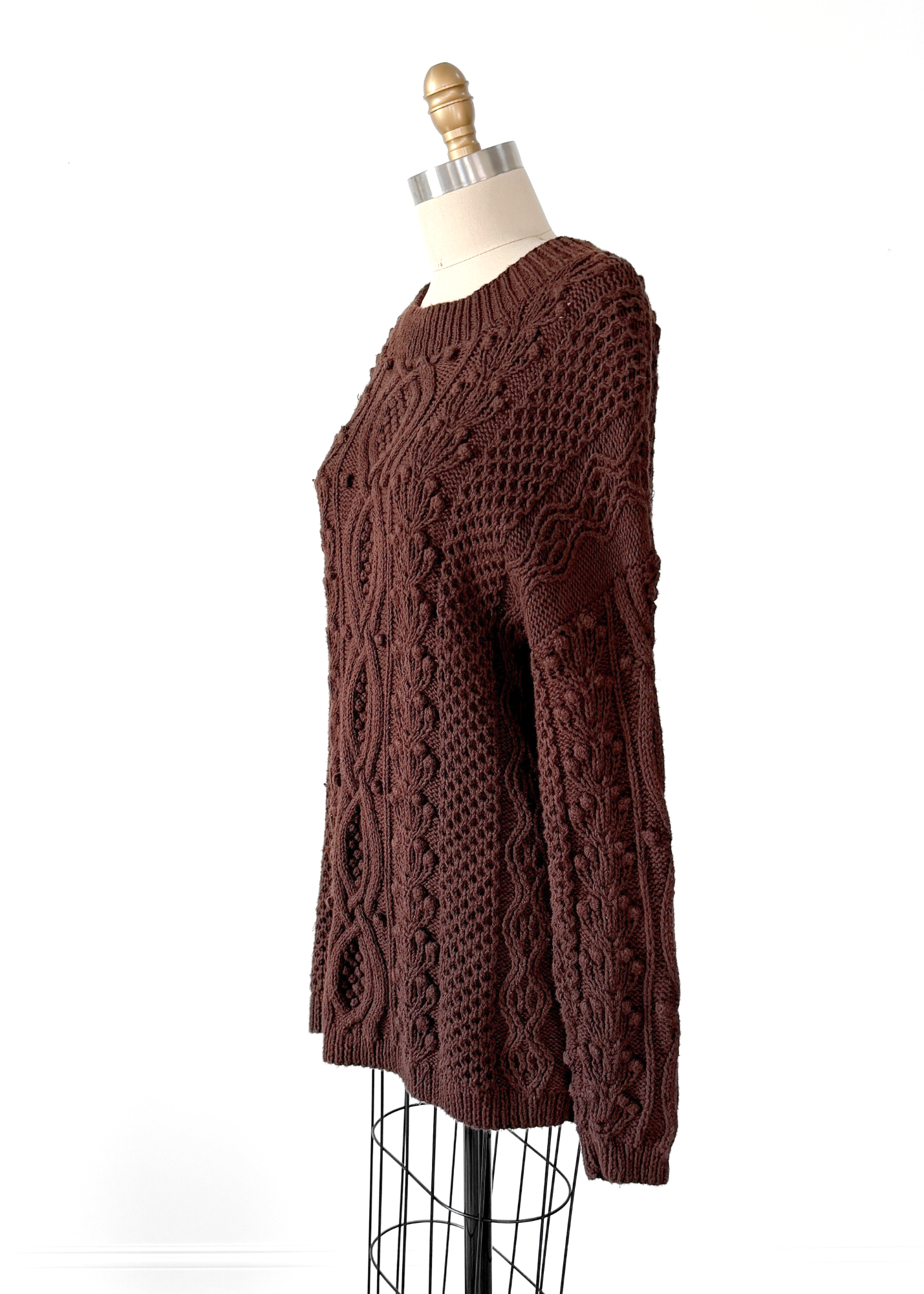 Vintage 90s Express Tricot Brown Heavy Knit Pullover (S)