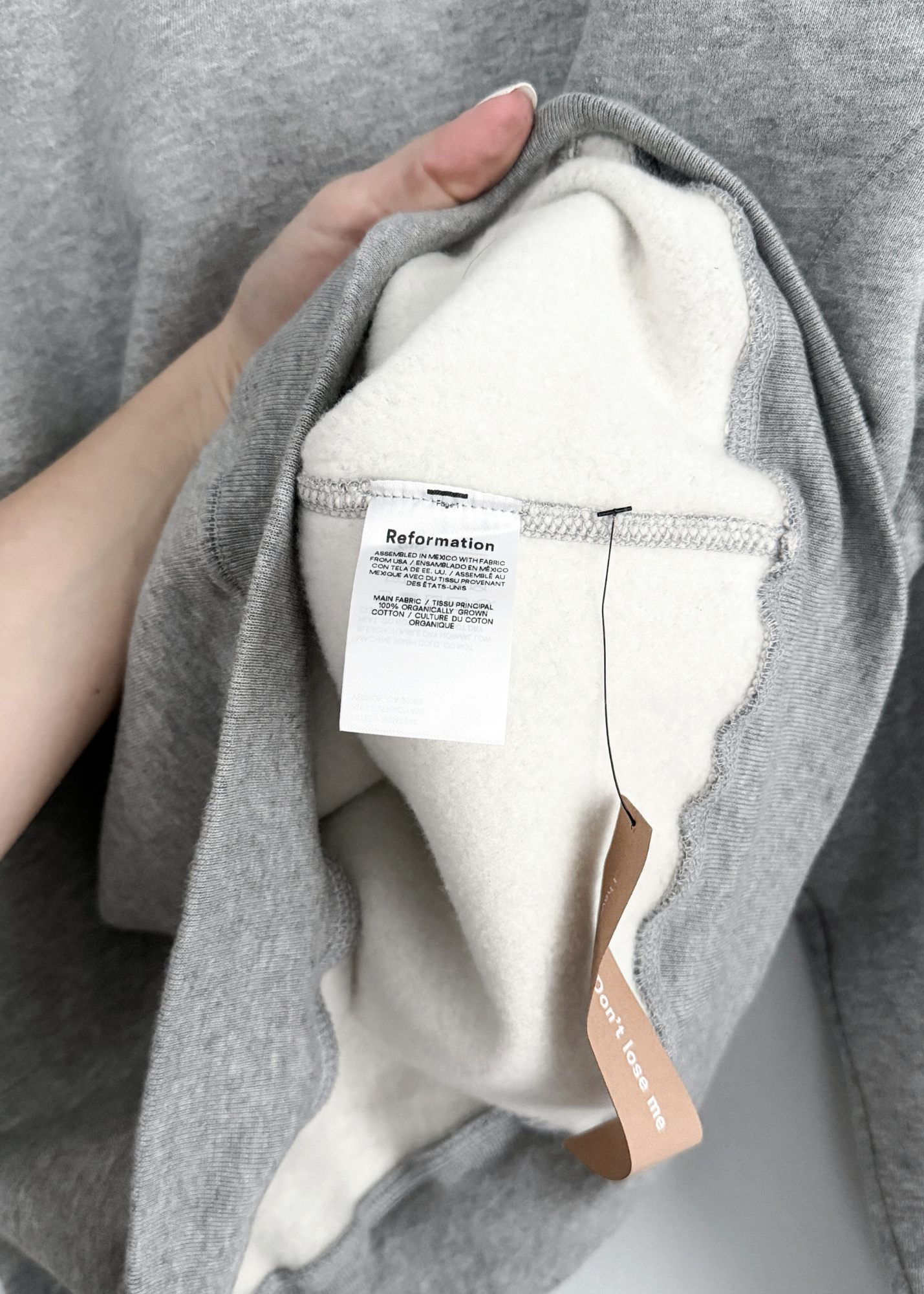 NEW Reformation Organic Cotton Gray Fleece Oversized Sweatshirt (S)