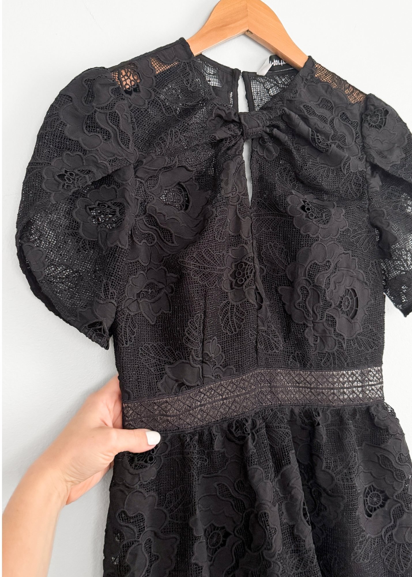 Self-Portrait Black Lace Cap Sleeve Mini Dress (US 4)