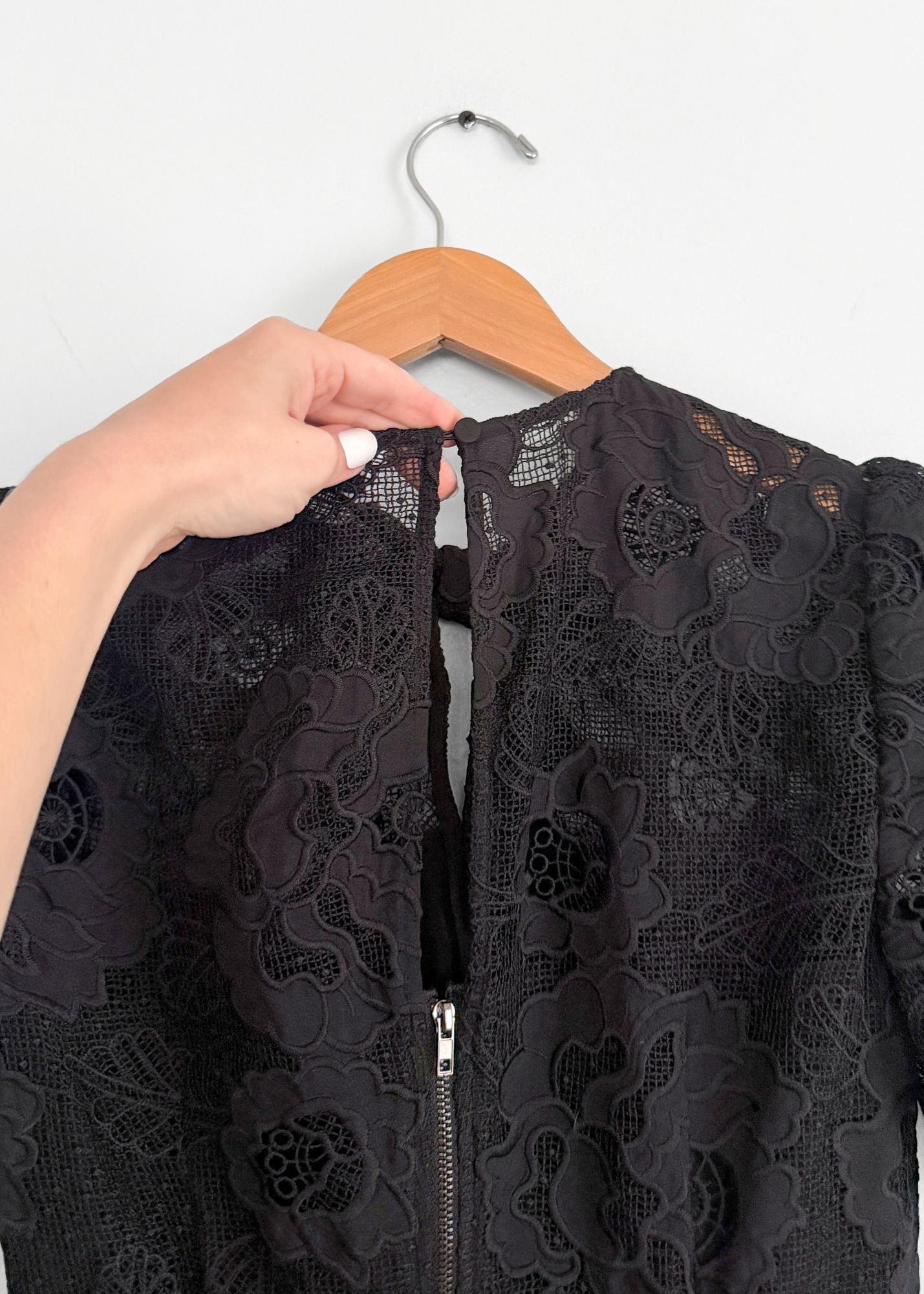 Self-Portrait Black Lace Cap Sleeve Mini Dress (US 4)