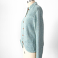 Vintage 80s Diane von Furstenberg Leather Button Aqua Blue Cardigan (M)