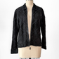 Vintage Black Suede Leather & Crochet Patchwork Zip Jacket (S/M)