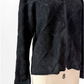 Vintage Black Suede Leather & Crochet Patchwork Zip Jacket (S/M)