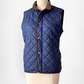 Peter Millar Essex Quilted Traveler Vest in Navy Blue and Brown (mens S)