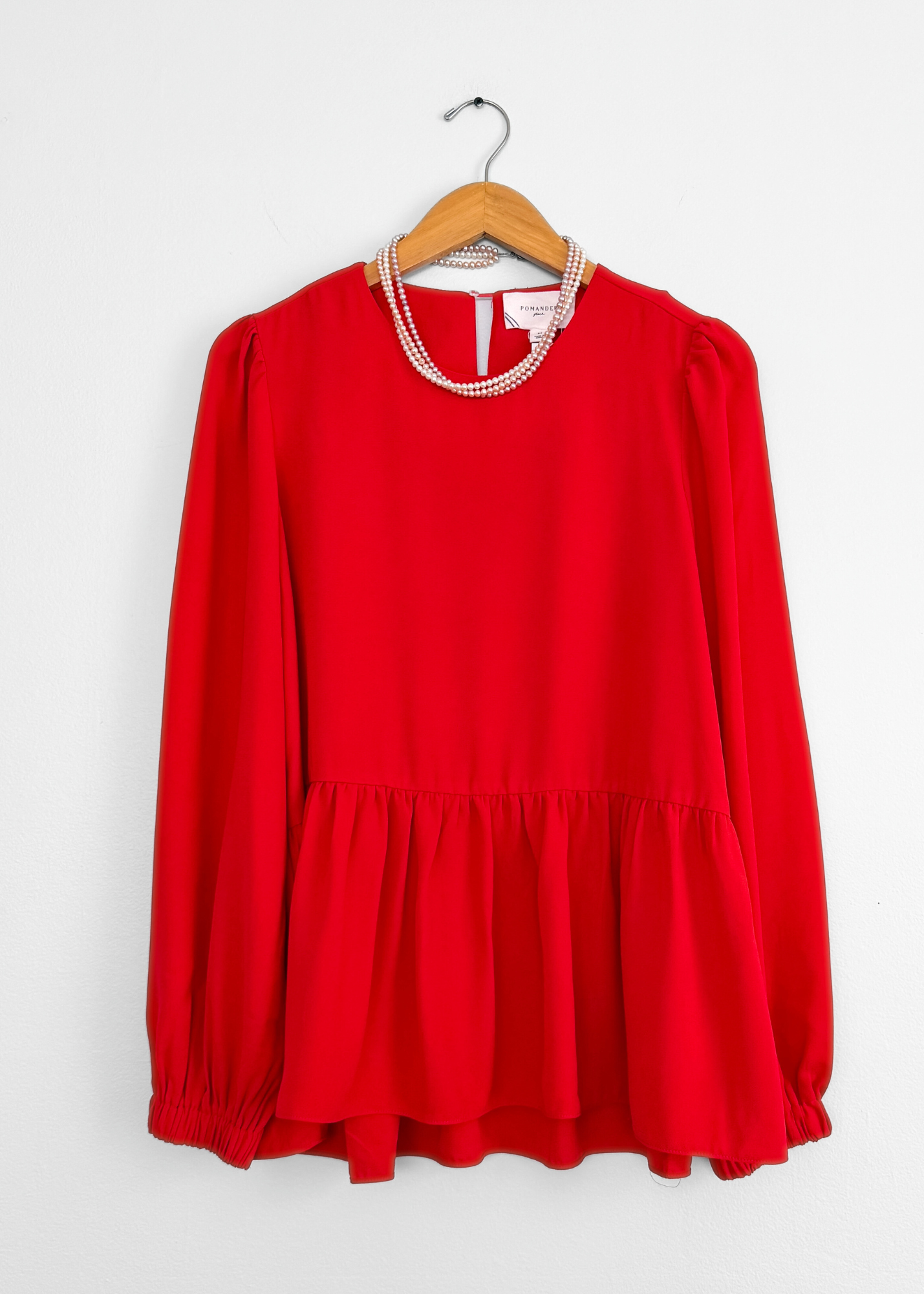 Pomander Place Truckernuck Red Carlota Peplum Blouse (M)