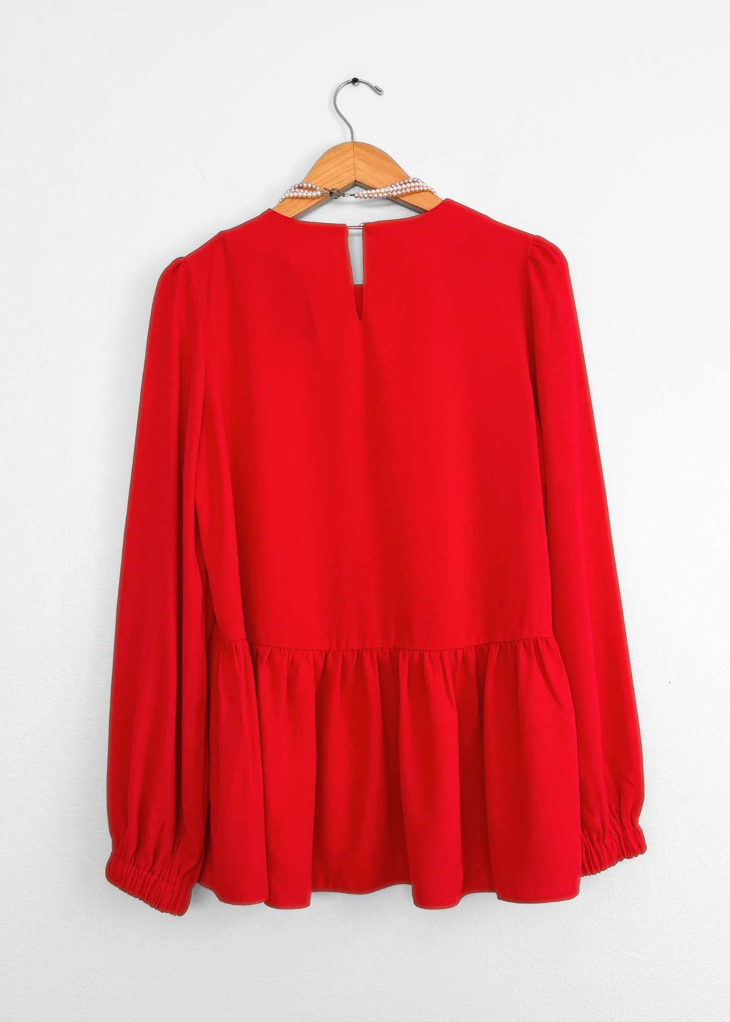 Pomander Place Truckernuck Red Carlota Peplum Blouse (M)