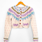 Loveshackfancy Fair Isle Cream Alpaca Cropped Button Down Cardigan (S)