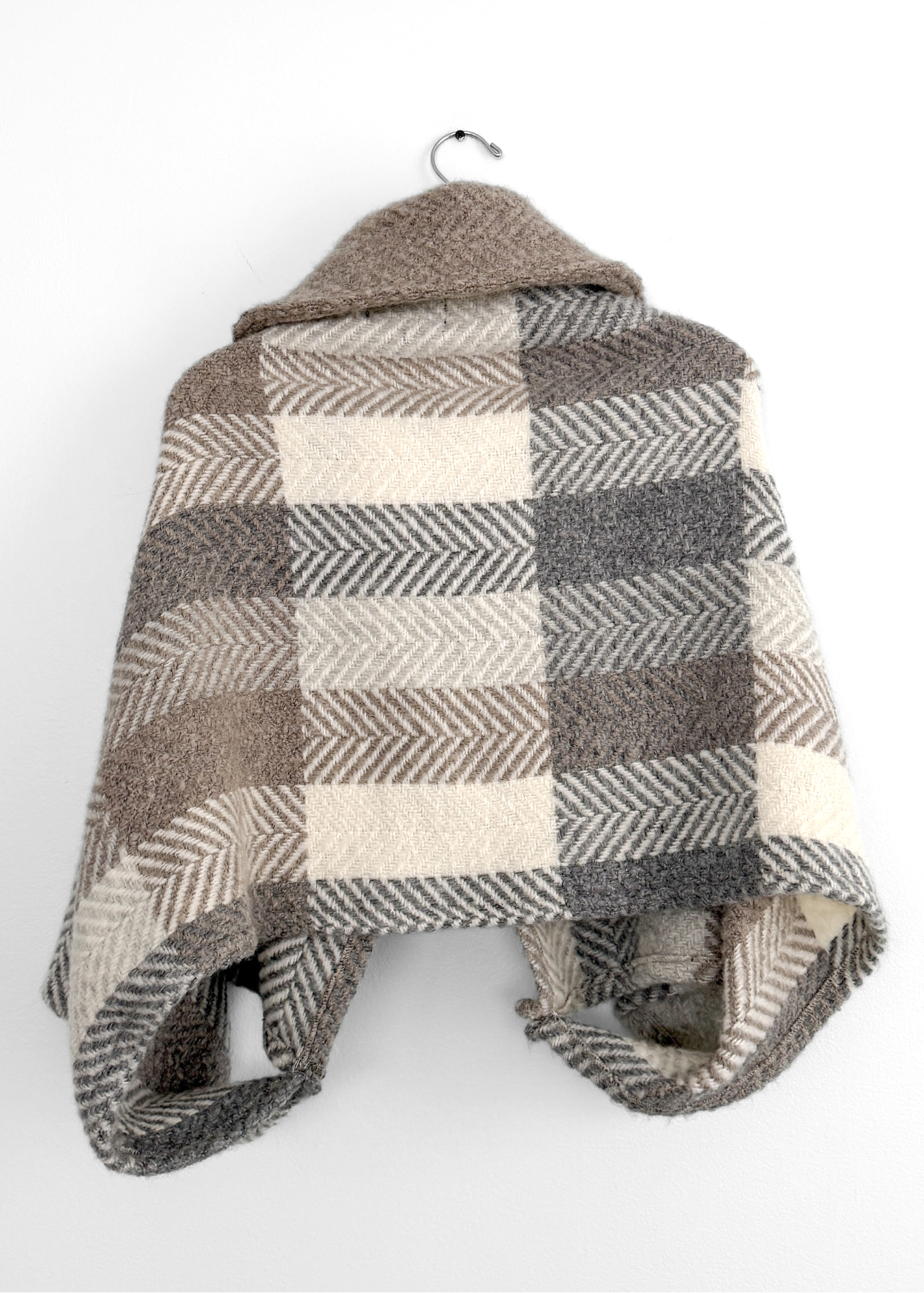 John Branigan Brown & Gray Irish Wool Buckle Poncho Knit Sweater (one size)