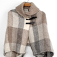 John Branigan Brown & Gray Irish Wool Buckle Poncho Knit Sweater (one size)