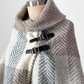 John Branigan Brown & Gray Irish Wool Buckle Poncho Knit Sweater (one size)