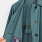 Vintage 90s Burberrys Dark Muted Teal Green Cotton Trench Coat