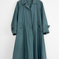 Vintage 90s Burberrys Dark Muted Teal Green Cotton Trench Coat