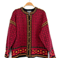 Squaw Valley Scandinavian Wool Knit Cardigan in Red Nordic Floral Fair Isle (M)