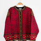 Squaw Valley Scandinavian Wool Knit Cardigan in Red Nordic Floral Fair Isle (M)