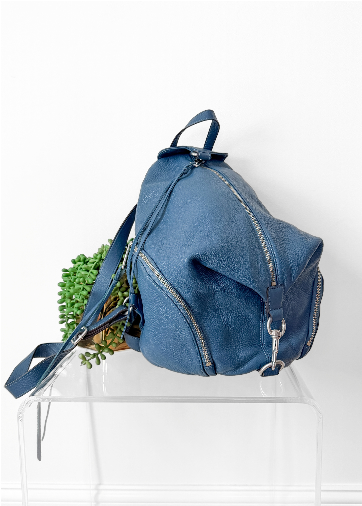 Rebecca Minkoff Julian Backpack in Blue Pebbled Leather