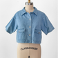 Vintage 90s Ruff Hewn Denim Boxy Crop Top Button Down (M)