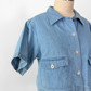 Vintage 90s Ruff Hewn Denim Boxy Crop Top Button Down (M)