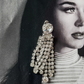 Vintage Clear Rhinestone Chandelier Cascading Statement Clip-On Earrings
