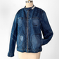 OMM Blue Denim Distressed Patchwork Jean Moto Jacket (L)