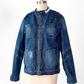 OMM Blue Denim Distressed Patchwork Jean Moto Jacket (L)