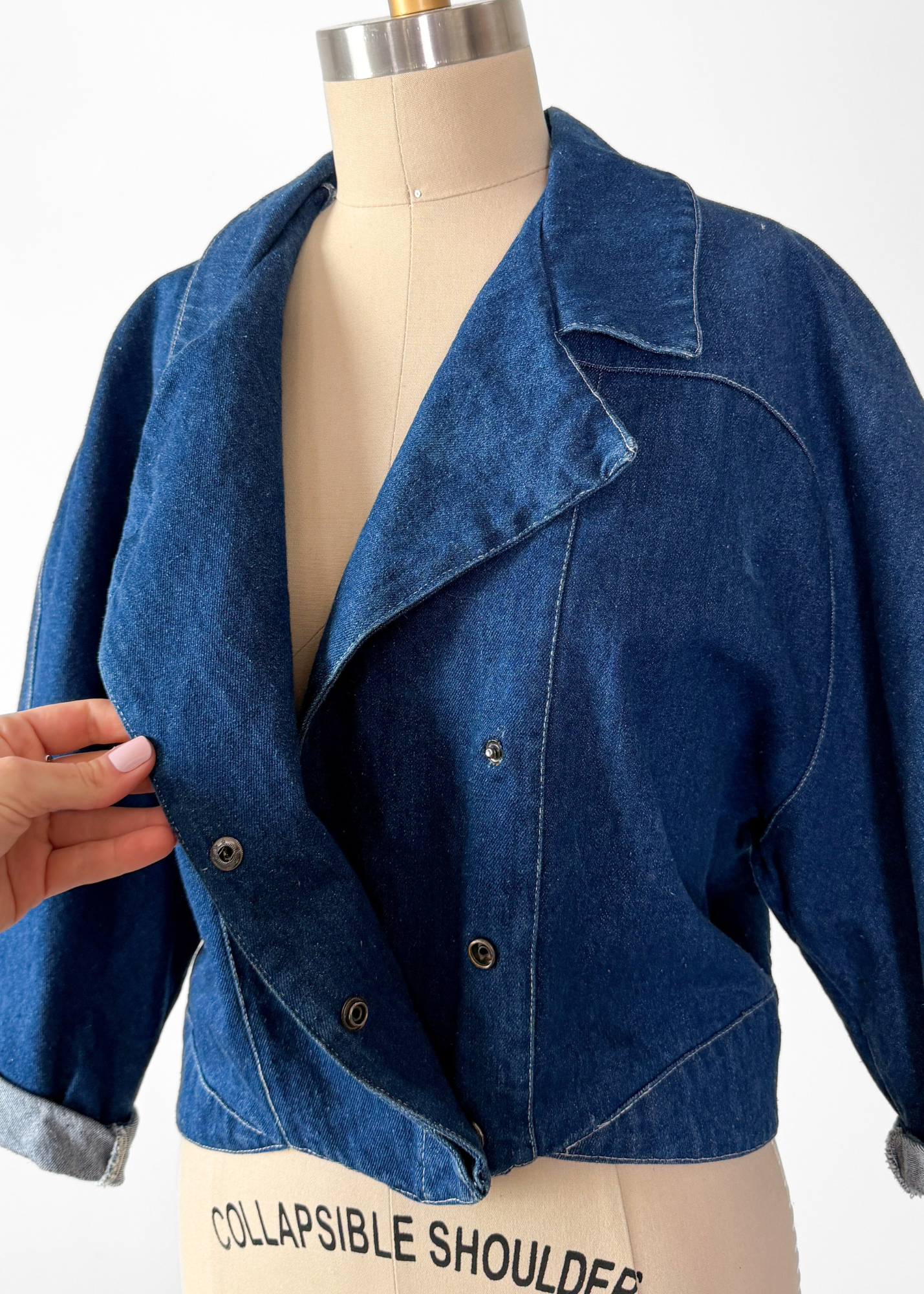 Vintage 80s IXS Clothing Indigo Denim Cotton Jacket made in Mexico (M)