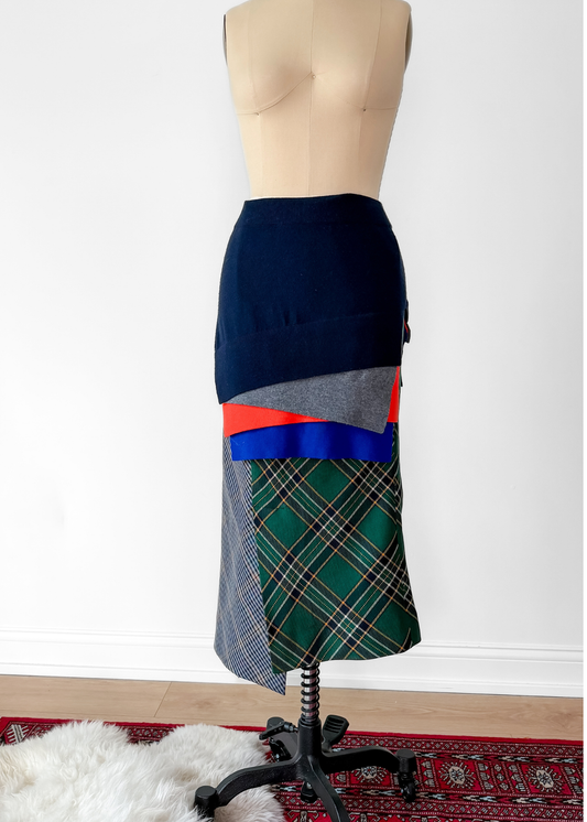 Enföld Japanese Layered Patchwork Asymmetric Skirt (38 or US 2)