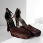 1996 Gucci by Tom Ford Brown Pony Hair Ankle Strap Square Toe Platform Heels (39)
