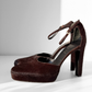 1996 Gucci by Tom Ford Brown Pony Hair Ankle Strap Square Toe Platform Heels (39)