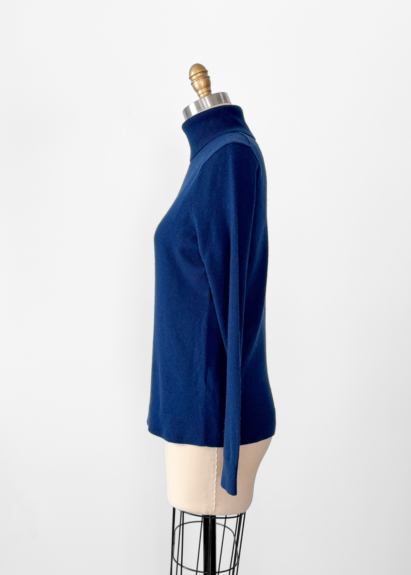 Lands' End Navy Blue 100% Cashmere Turtleneck Sweater (M)