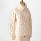 Inis Crafts Cream 100% Irish Merino Wool Knit Turtleneck Sweater (S)